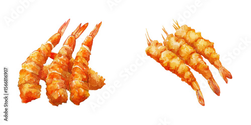 shrimp tempura watercolor vector illustration