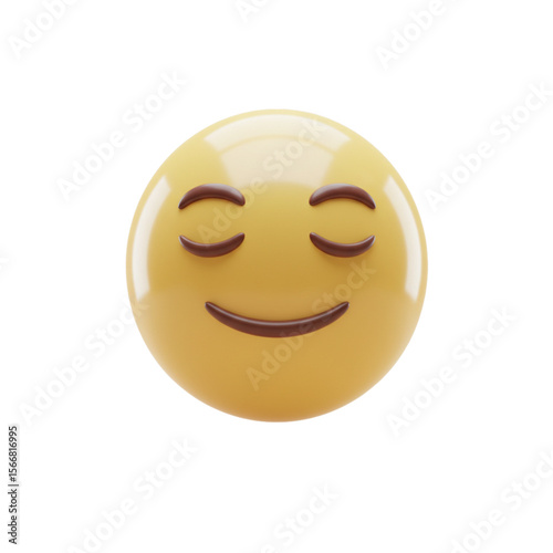 A yellow emoji with closed eyes and a gentle smile expressing a sense of calm and contentment bliss