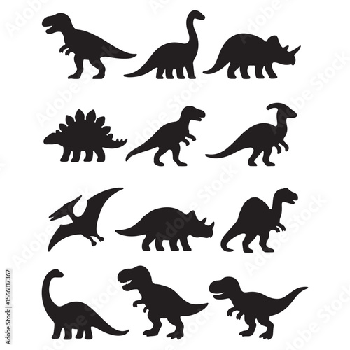 Majestic Dinosaur Silhouettes Featuring Various Prehistoric Species