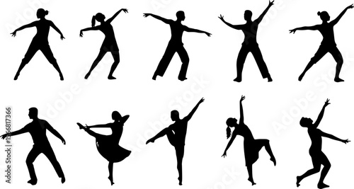 silhouettes of dancing people