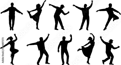 silhouettes of dancing people
