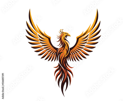 Majestic Phoenix Logo Design – Firebird Vector, Mythical Flame Bird, Spiritual Rebirth Symbol, Tribal Tattoo Art, Rising from Ashes Icon"

