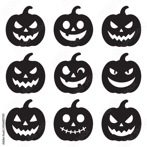 Spooky Pumpkin Grin in Moonlit Cartoon Silhouette Style