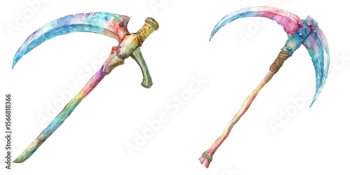 sickle watercolor vector illustration