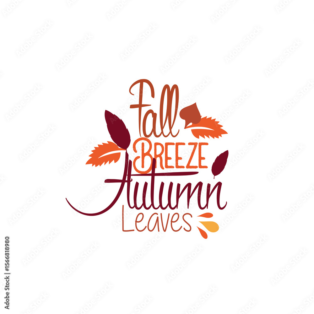 Fototapeta premium Autumn sale round banner. fall ad circle shape with liquid form at the center and text offer a sign—red, orange abstract leaves in simple flat paper cut style. 