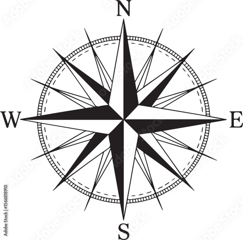 8 Point compass icon. Clipart image isolated on white background
