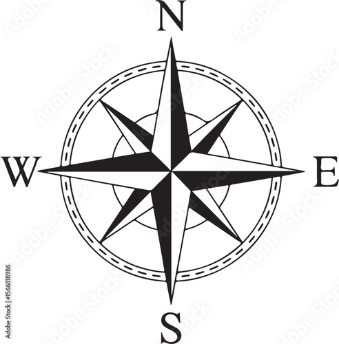 8 Point compass icon. Clipart image isolated on white background