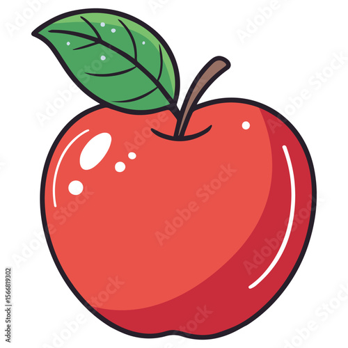 Red apple vector illustration, healthy sweet fruit