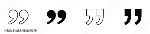 set of black quote icon line and flat style . Quote Icon Object , discussion dialog remark open and close quote sign  , vector  illustration . 