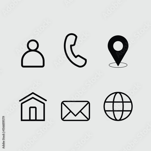 Contact Icon Pack - Phone, Email, Support, Info & More, Line Vector Set, Web & Mobile Icon Set , Vector Icons for Website, App, and UI Design, Minimalist Contact & Web Icon Pack.