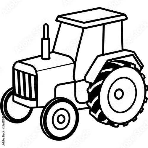 Minimalist Farm Tractor Silhouette Design
