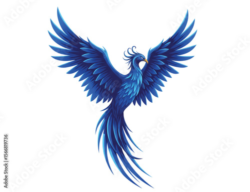 Blue Phoenix Logo Design – Celestial Firebird Vector, Mythical Ice Flame Bird, Elegant Fantasy Tattoo Art, Symbol of Rebirth & Power"

