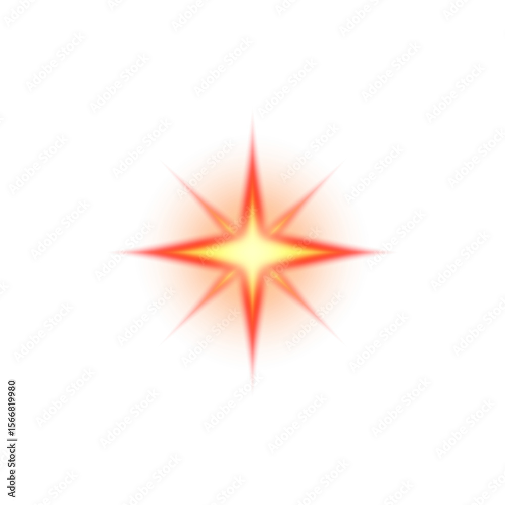 Obraz premium Red and orange glowing star on a transparent background