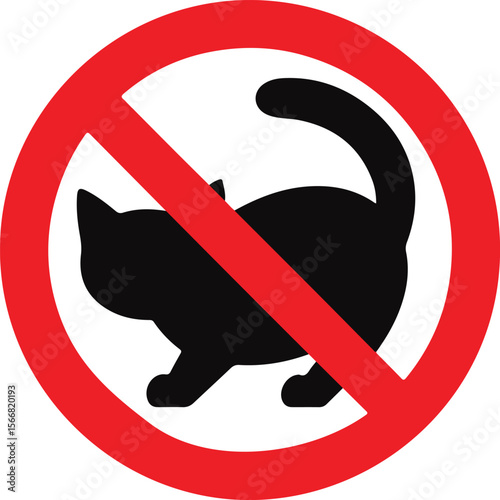 forbidden sign of a cat on a white background