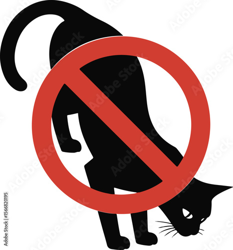 forbidden sign of a cat on a white background