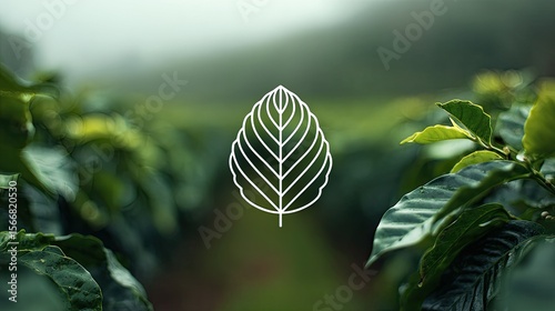 Coffee leaf graphic, green foliage