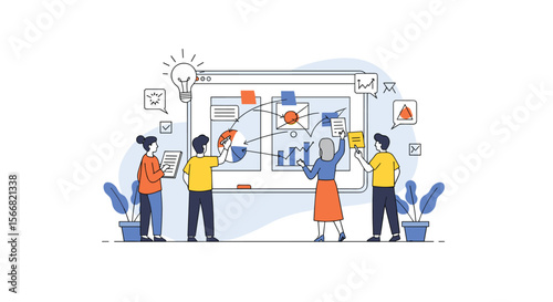 Collaborative team brainstorming session for project planning and strategy development