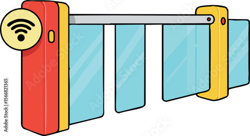 Access control turnstile gate with wifi symbol for secure entry system vector 
