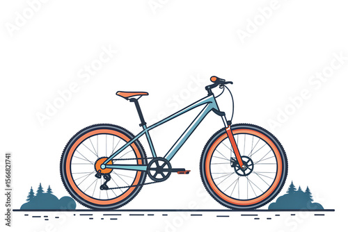 mountain bike orange wheels blue frame clip art preview