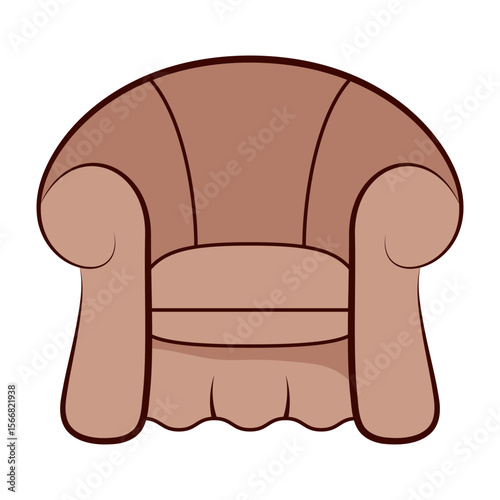 Classic Cozy Armchair Vector Illustration. This vector illustration features a classic upholstered armchair with a rounded backrest and wide, cushioned armrests.