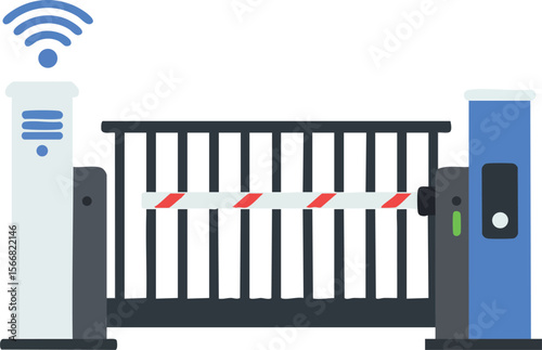 Automatic electronic parking gate barrier with wireless control illustration vector graphic 