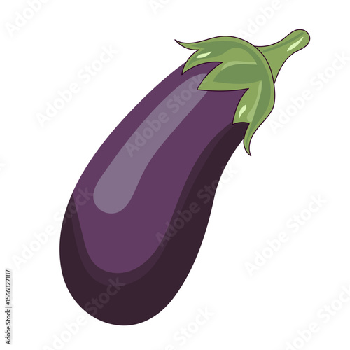 Fresh Eggplant Vector Illustration. A clean, colorful vector illustration of a single eggplant with a smooth, glossy surface.