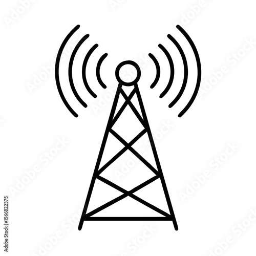 Cell Tower Icon – Vector Signal Transmission Symbol for Mobile Network and Communication