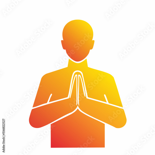 Silhouette of a man praying, vector art