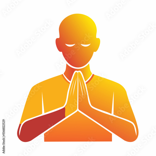 Spiritual vector graphic of a man in worship