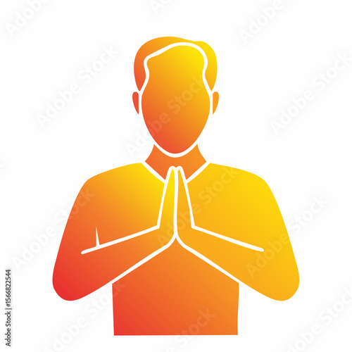Vector depiction of a male figure in prayer