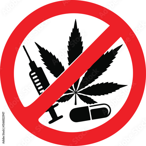 No drugs sign. Vector illustration. Isolated.