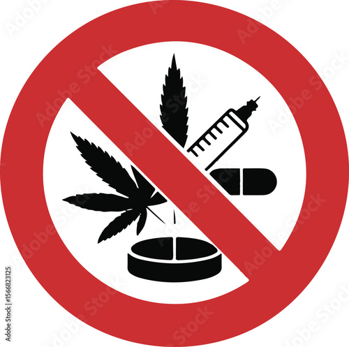 No drugs sign. Vector illustration. Isolated.