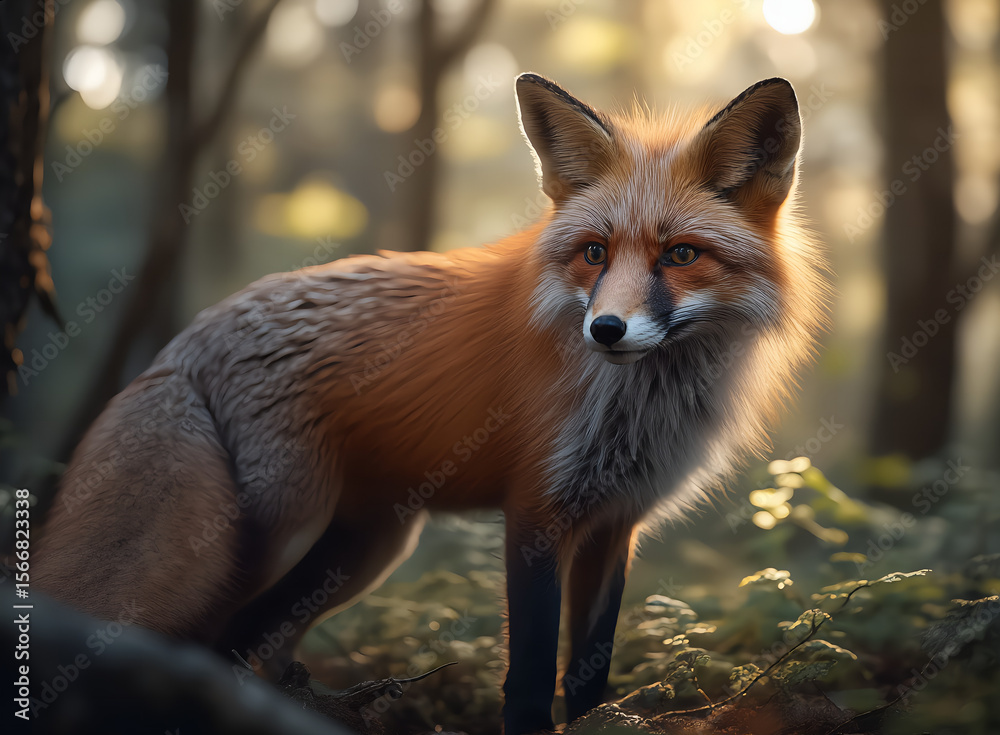 Fototapeta premium Eyes of the Forest: Red Fox in Morning Light