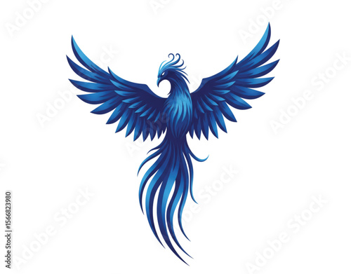 Blue Phoenix Vector Set – Elegant Flame Bird Illustrations, Mythical Ice Firebirds, Spiritual Fantasy Creatures, Tattoo Clipart Collection