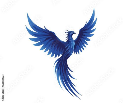 Blue Phoenix Vector Set – Elegant Flame Bird Illustrations, Mythical Ice Firebirds, Spiritual Fantasy Creatures, Tattoo Clipart Collection