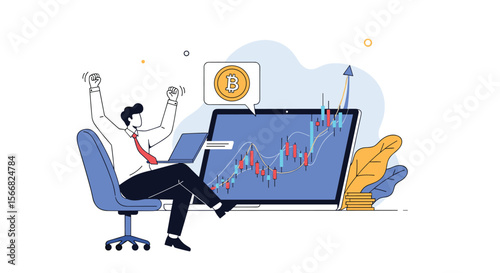 Digital currency trading success illustrating positive growth trends and market opportunities for investors