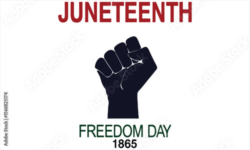 Juneteenth Independence Day Concept With Hands Waving Pan-African Flag And Raised Fists.












