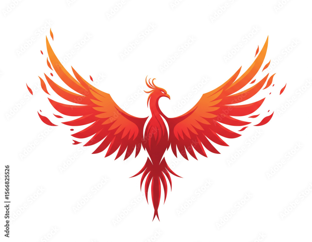 Obraz premium Red Phoenix Logo Set – Fiery Flame Bird Vectors, Legendary Firebirds, Tribal Tattoo Designs, Rebirth Icons, Mythical Flying Creature Art