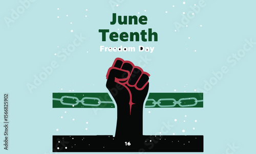 Juneteenth Independence Day Concept With Hands Waving Pan-African Flag And Raised Fists.












