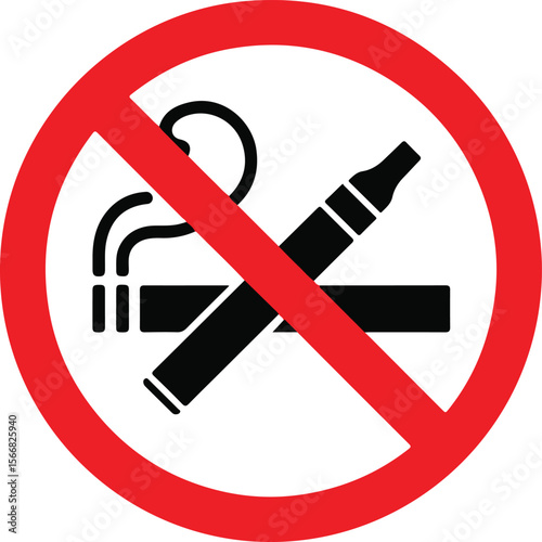 NO SMOKING, NO VAPING combined sign. Printable sticker. Vector.