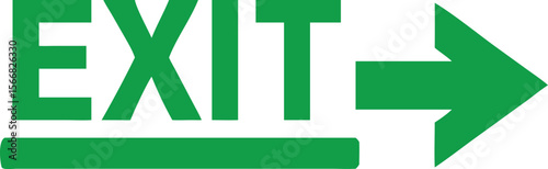 A green exit sign with a directional arrow pointing to the right. Ideal for use in safety manuals, building evacuation plans, emergency signage, architectural layouts, public facility maps, workplace