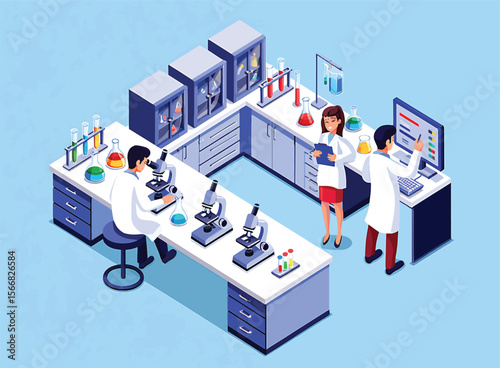 Isometric Illustration of a Modern Scientific Laboratory