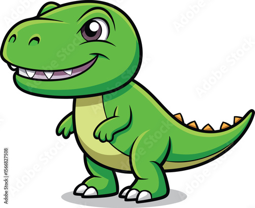 Cartoon Tyrannosaurus Rex Illustration with a Big Smile and Friendly Eyes