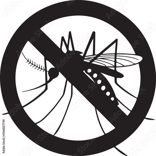 Signaling, mosquitoes with mosquito warning, prohibited sign