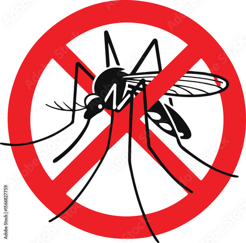 Signaling, mosquitoes with mosquito warning, prohibited sign