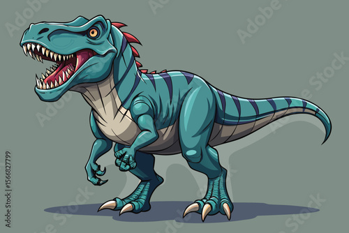 Cartoon Tyrannosaurus Rex with an Open Mouth and Sharp Teeth