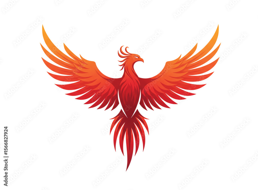 Fototapeta premium Red Phoenix Logo Set – Fiery Flame Bird Vectors, Legendary Firebirds, Tribal Tattoo Designs, Rebirth Icons, Mythical Flying Creature Art