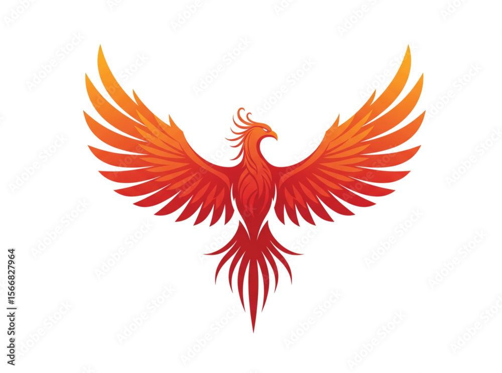 Obraz premium Red Phoenix Logo Set – Fiery Flame Bird Vectors, Legendary Firebirds, Tribal Tattoo Designs, Rebirth Icons, Mythical Flying Creature Art