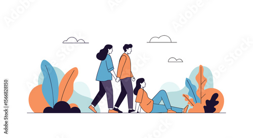 Illustrating interpersonal relationships and social connection among friends in a park setting