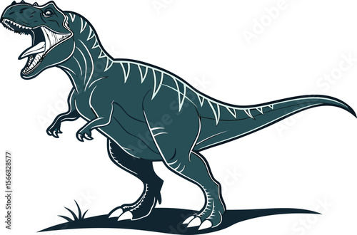 Cartoon Tyrannosaurus Rex with Open Mouth Roaring on White Background